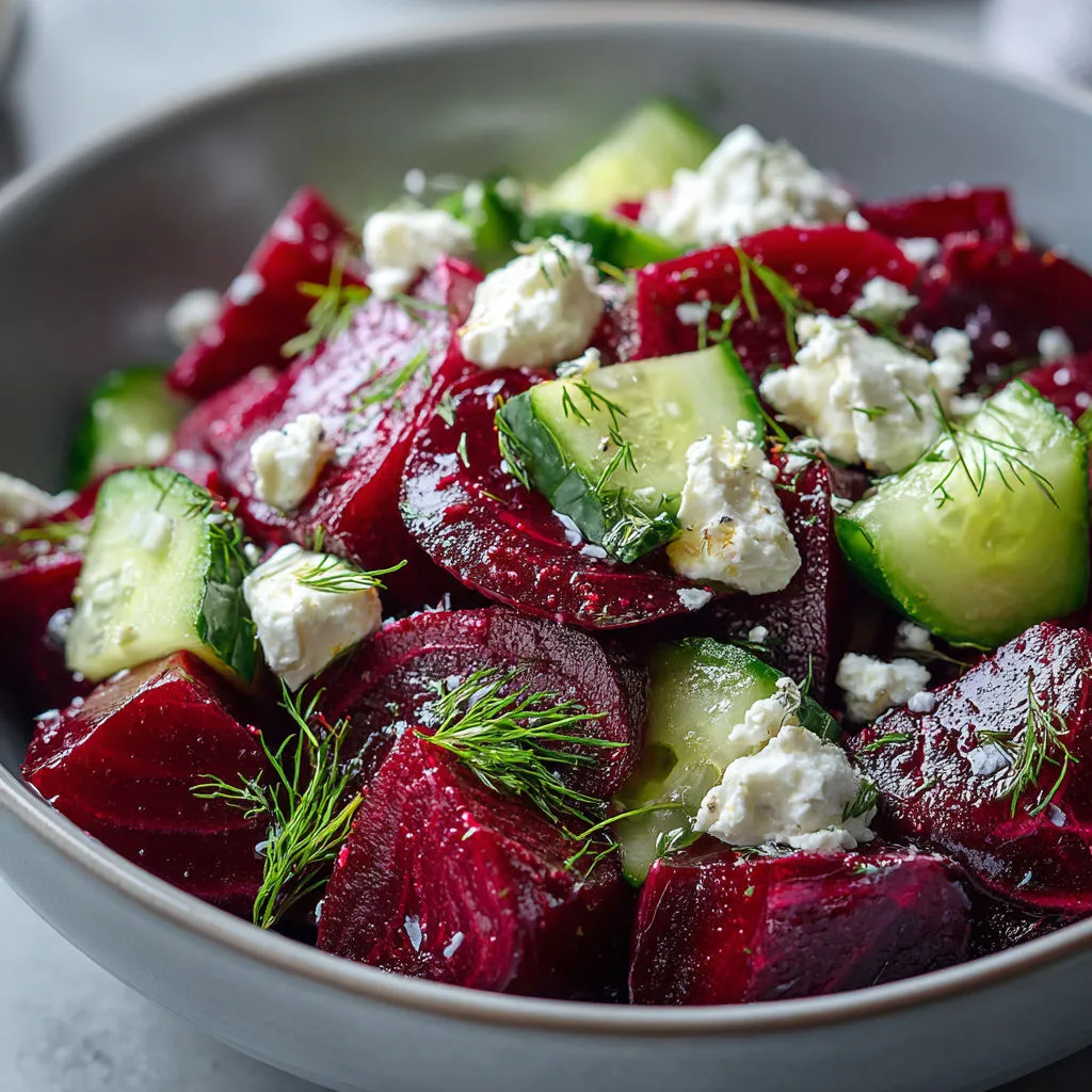 Delicious Beet Feta Cucumber Salad