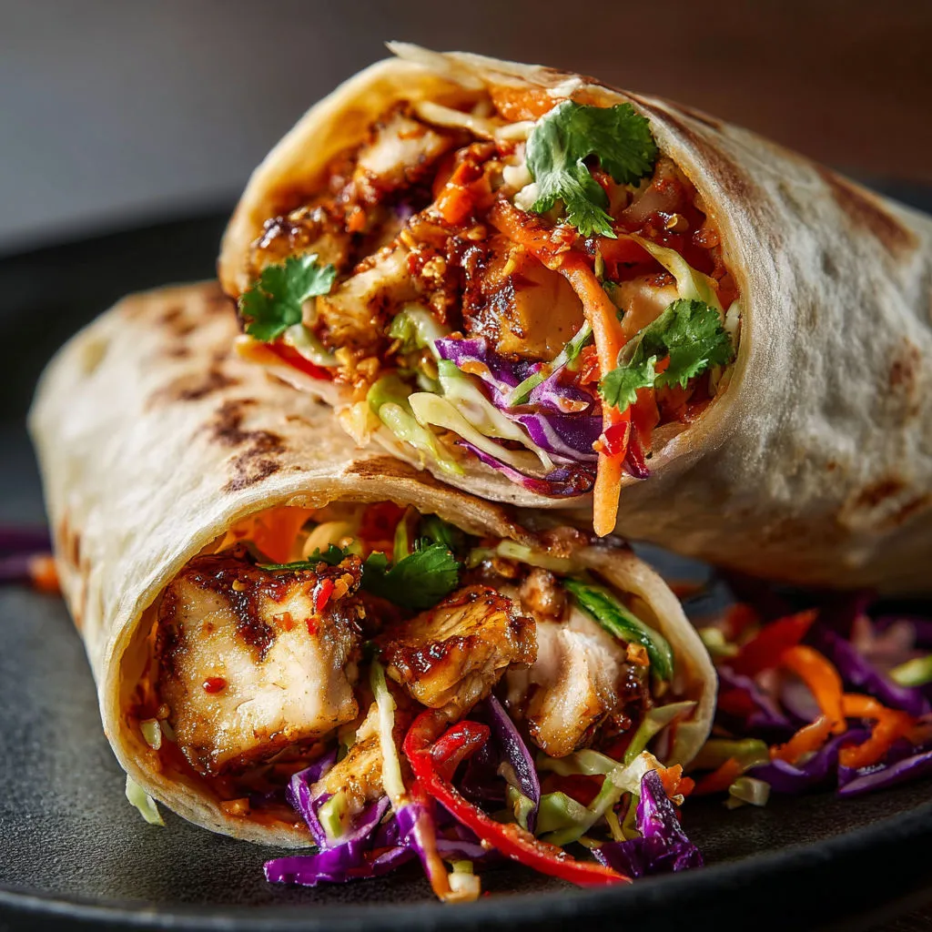 Delicious Thai Chicken Wrap with Crunchy Asian Slaw