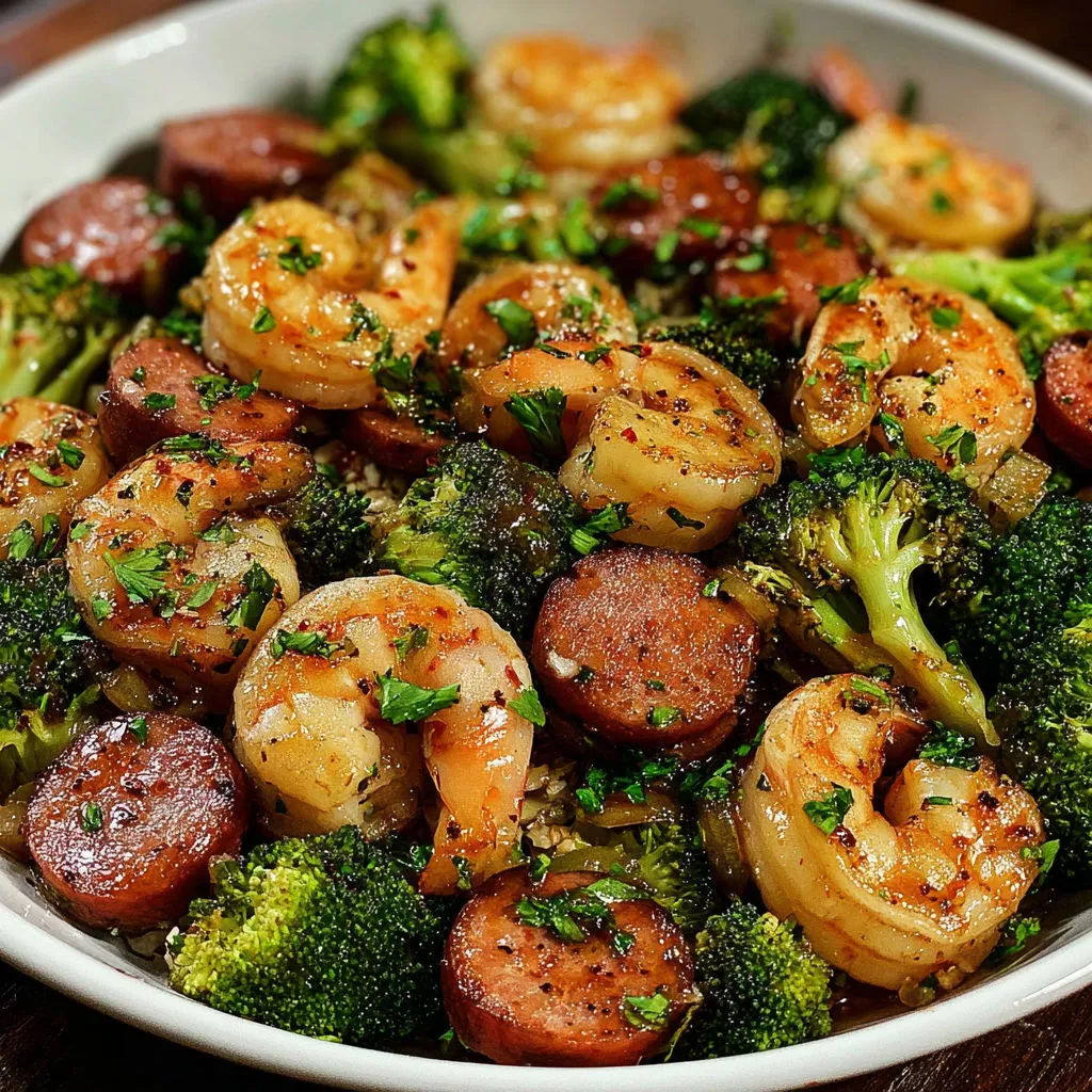 Savory Honey Garlic Shrimp Sausage with Broccoli