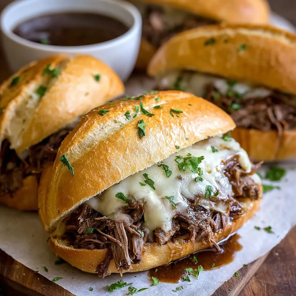 Savory Slow Cooker French Dip Sandwiches