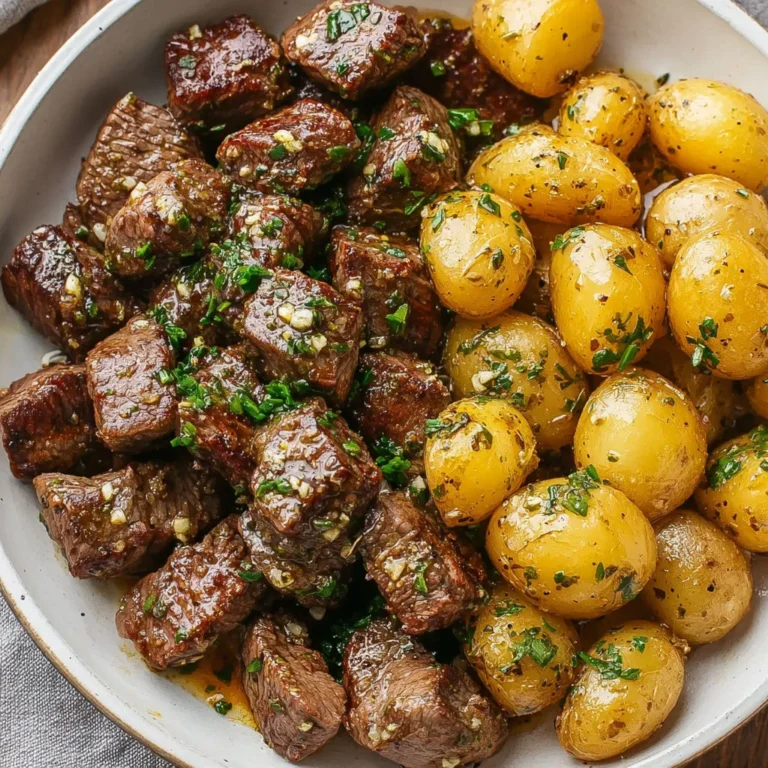 Sizzling Garlic Butter Steak Bites with Potatoes