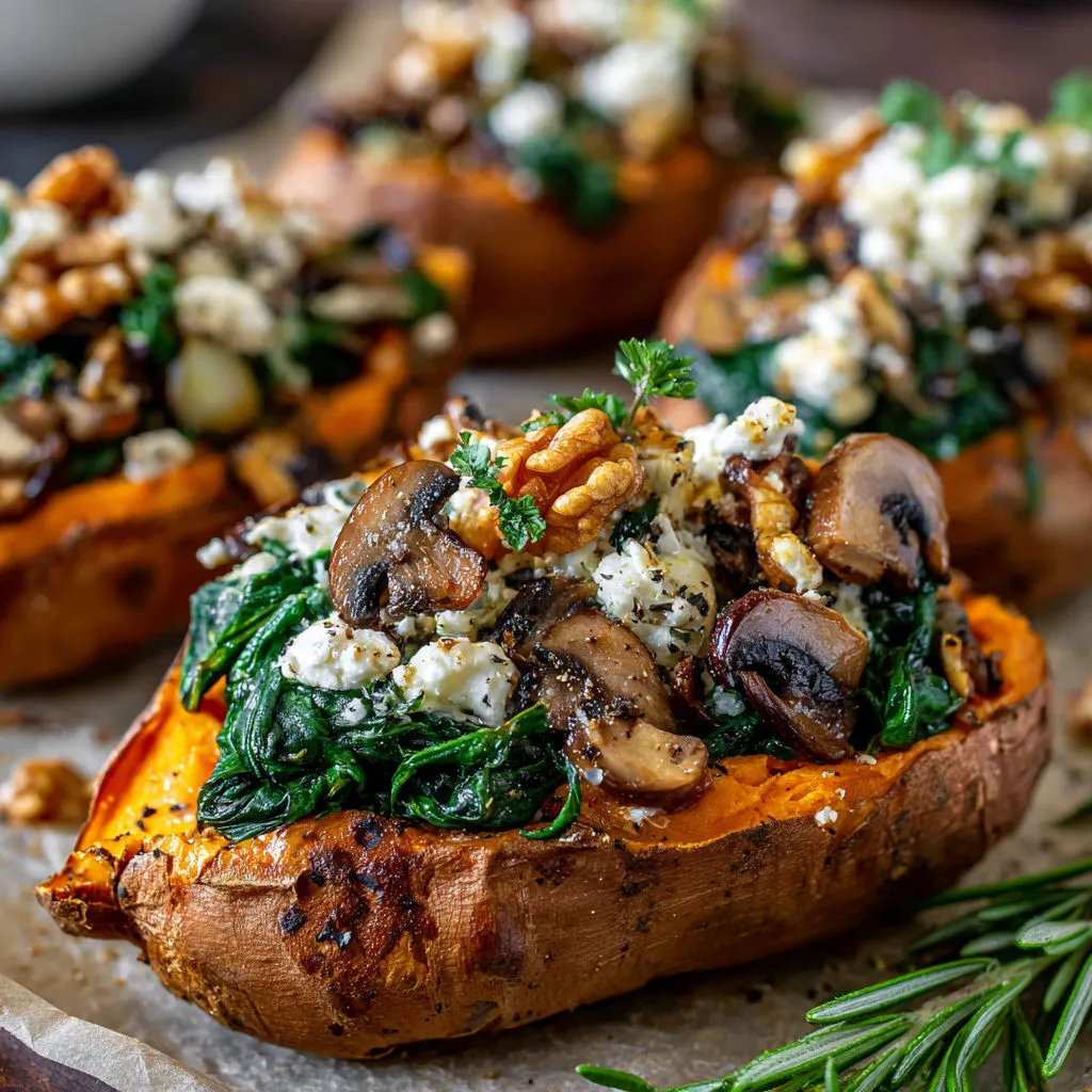 Spinach Feta Stuffed Sweet Potatoes: A Delicious Vegetarian Recipe
