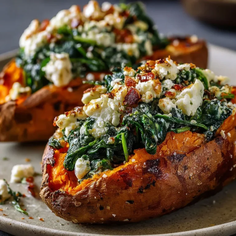 Spinach Feta Stuffed Sweet Potatoes Recipe