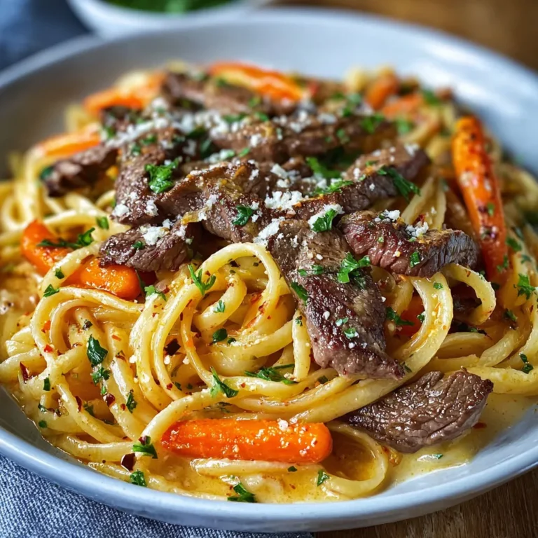 Succulent Steak Linguine with Roasted Carrots and Parsley