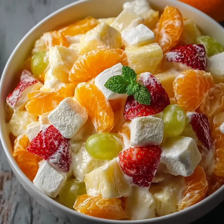Tropical Hawaiian Fruit Salad with Sweet Marshmallows